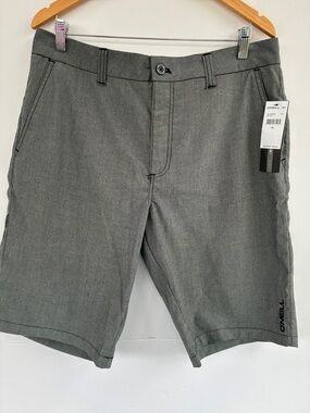 O'Neill Men's Gray Flat-Front Casual Performance Shorts Size 34